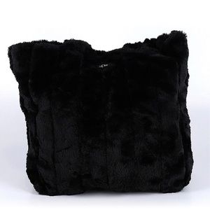 EUC Victoria Secret Solid Black Furry Cozy Tote Bag